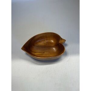 Vintage 1960's MCM Blair Hawaii Monkey Pod Wood Leaf Bowl Hand Carved Dish